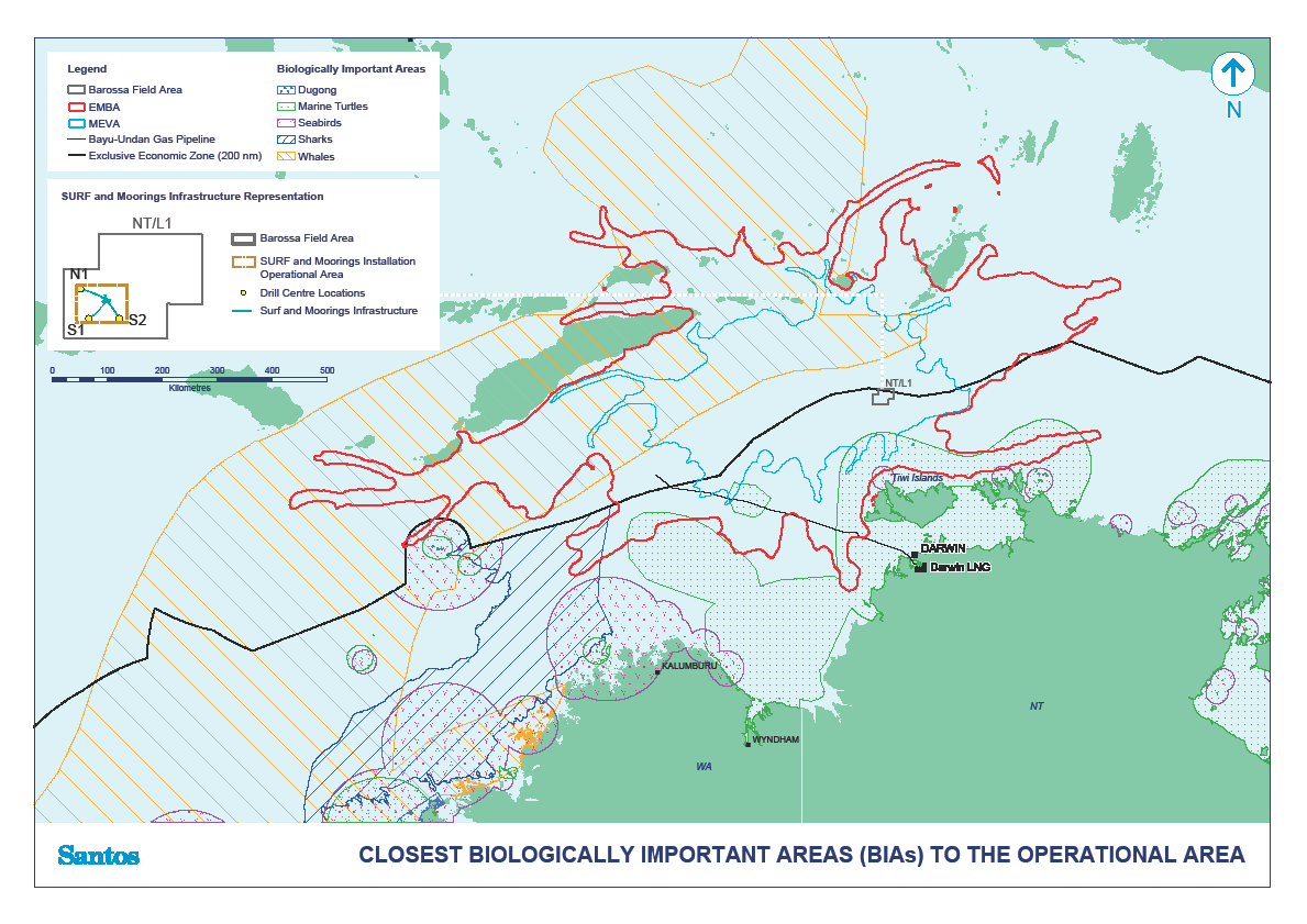 Biologically Important Areas near the operational area and EMBA